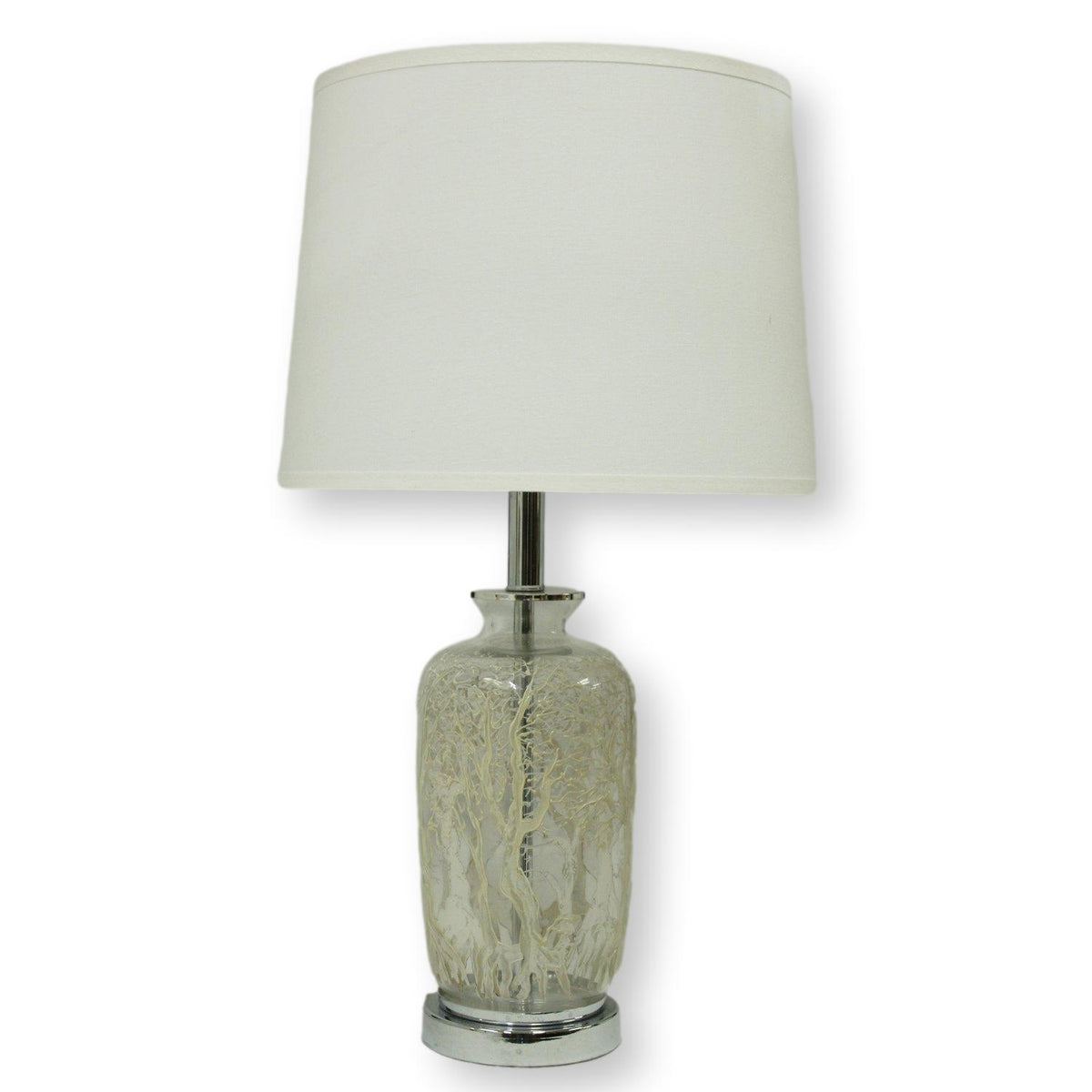 Glass Table Lamp w/Tree Details