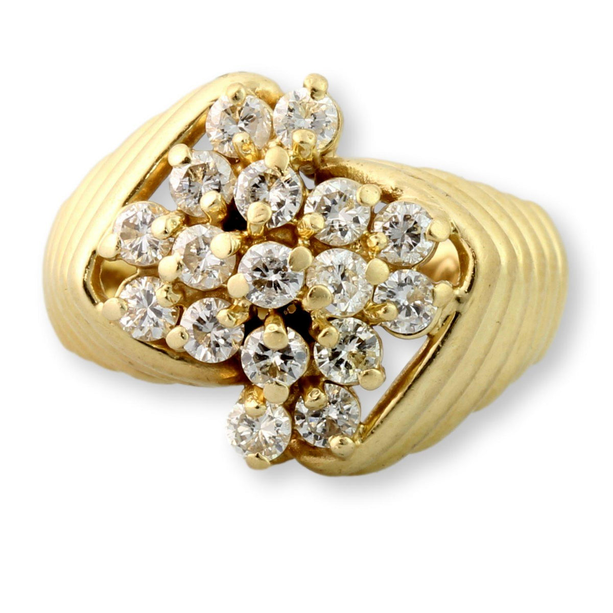 1.02ctw Diamond 14K Yellow Gold Sculpted Modernist Ring