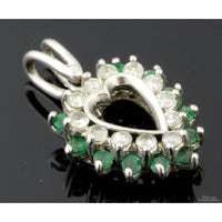 .5ctw Diamond .33ctw Emerald 14K Gold Open Heart Pendant