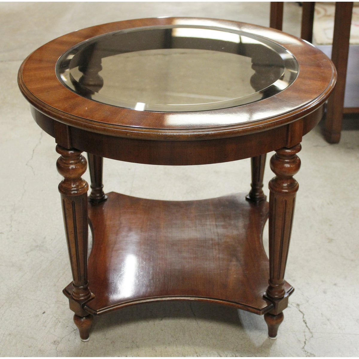 Round Glass Inset End Table