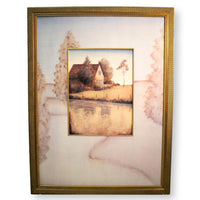 Gold Framed Print - Country Cottage Print w/Fancy Matting