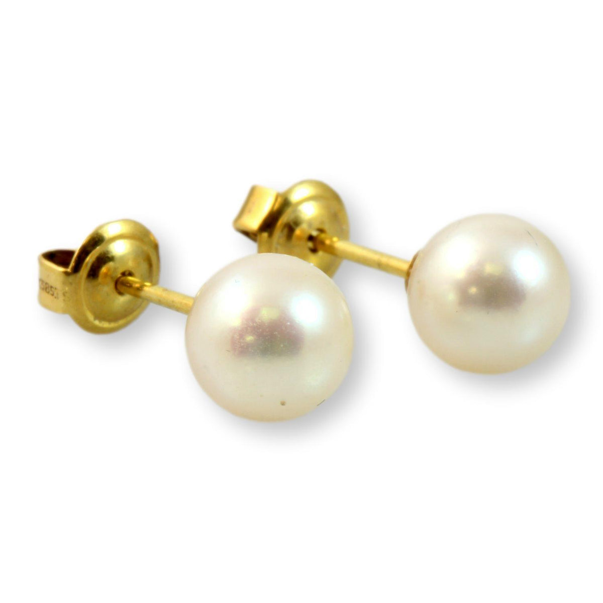 7.15mm Cultured White Pearl 14K Gold Stud Earrings