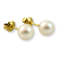 7.15mm Cultured White Pearl 14K Gold Stud Earrings