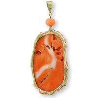 Coral Pendant in 14K Gold w/Natural Momo Coral Rose