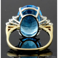 10.62ct Swiss Blue Topaz & .35ctw Diamond 14K Gold Ring