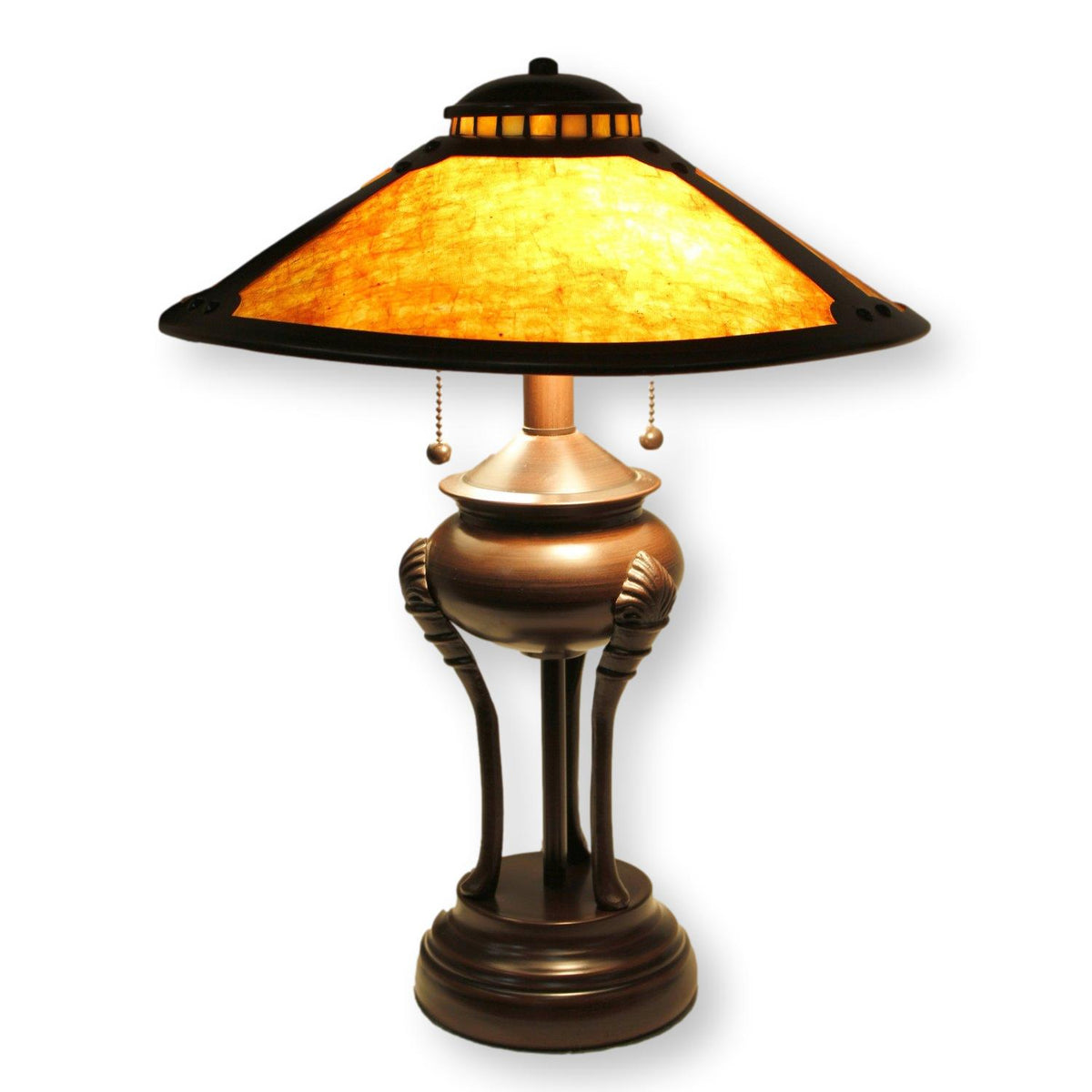 Bronzetone Lamp w/Mica Shade