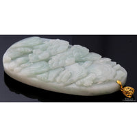 Grade A Burmese Green Jadeite Jade Landscape Pendant 18K Bail