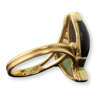 14K Jadeite, Black Coral & Pearl Ring | Hawaiiian Estate Jewelry