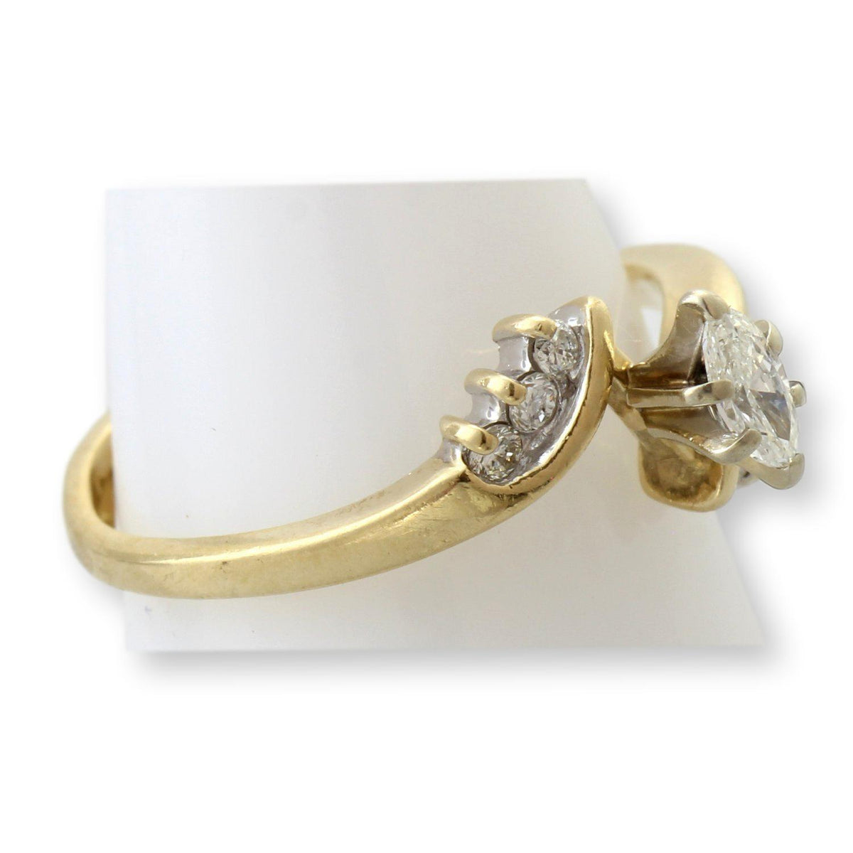Vintage Crescent 14KP Gold Marquise Diamond Shadow Band | Estate Wedding Ring