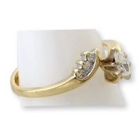 Vintage Crescent 14KP Gold Marquise Diamond Shadow Band | Estate Wedding Ring