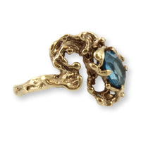 1.25ct Electric Blue Apatite 14K Gold Nugget Ring