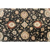 7' 11'' Round Black & Ivory Wool Area Rug