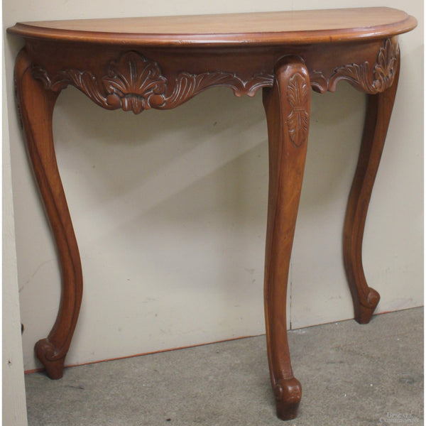 Hand Carved Demilune Table