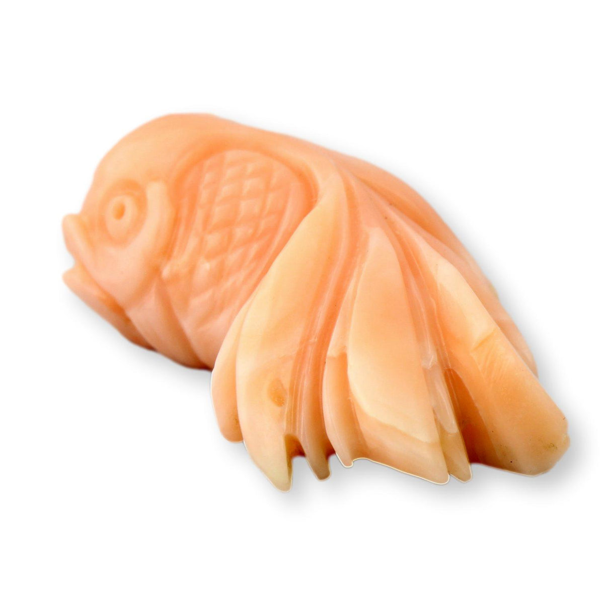 Angel Skin Coral Koi Fish Carved Pendant – Soft Blush Tones