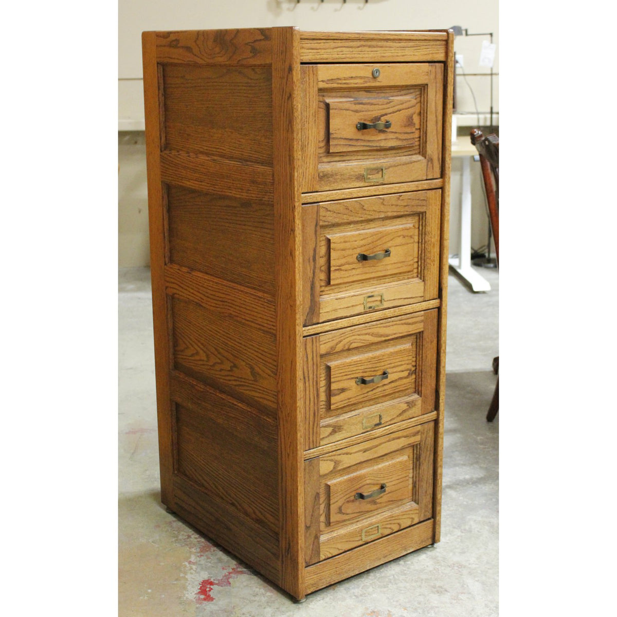 Dark Oak 4 Drawer File Cabinet