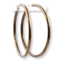 Chocolate Polished 2" Hoop Earrings in 14K Gold