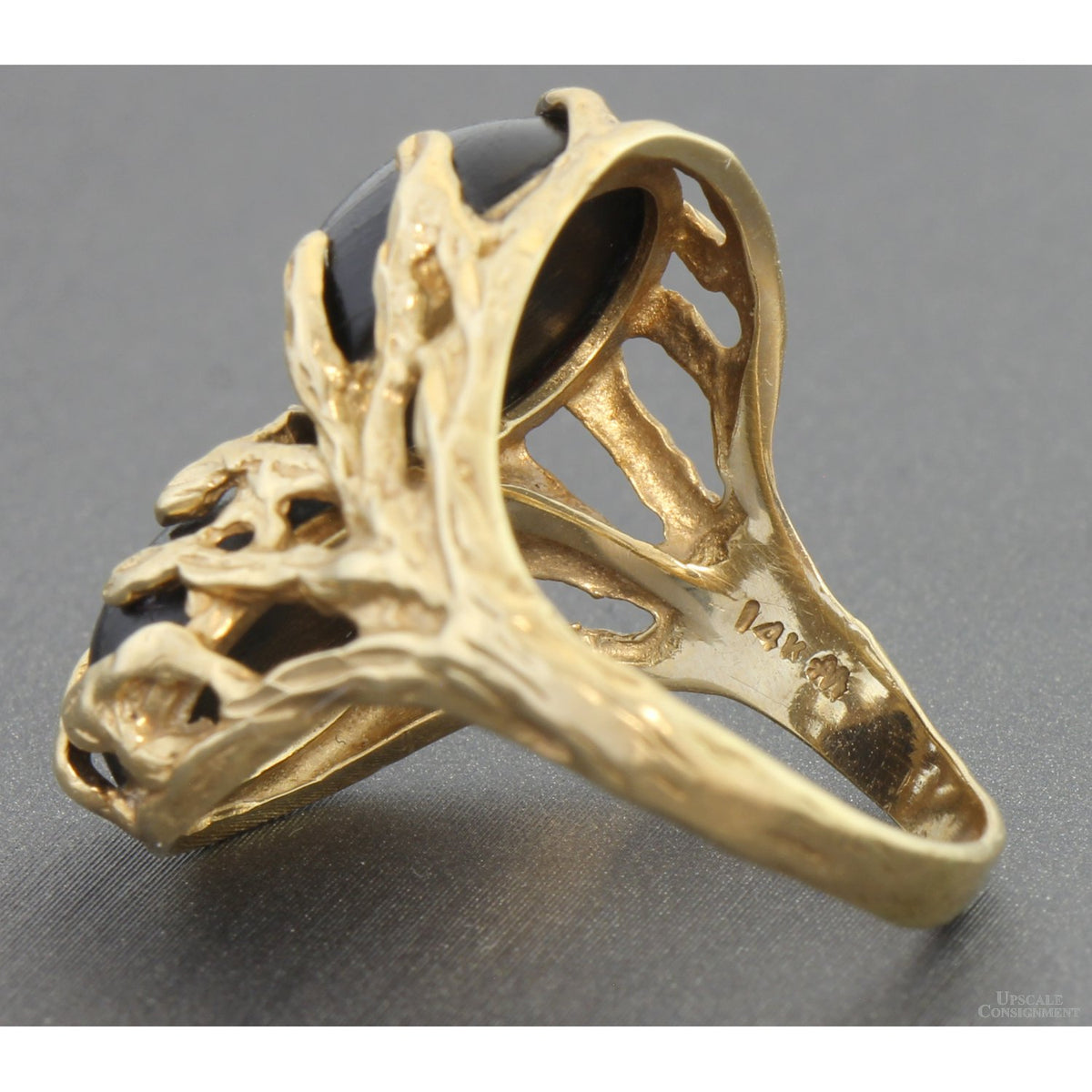 Maui Diver's Black Coral Ring | 14K Gold Hawaiian Coral Branch | Vintage