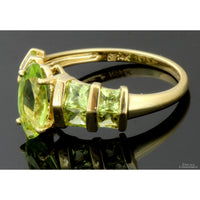 2.23ctw Marquise & Square Peridot Gemstone 14K Gold Ring