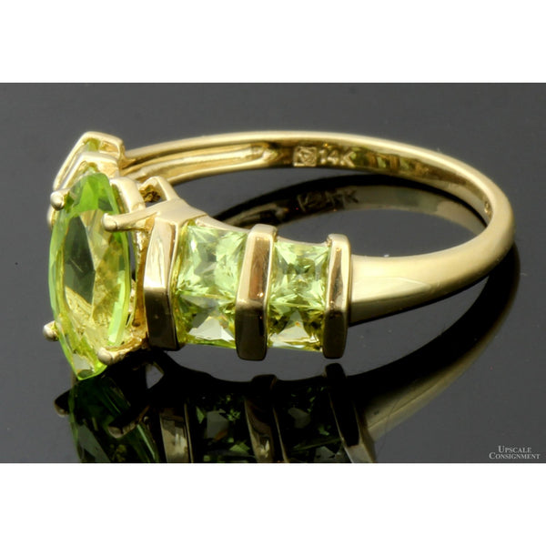 2.23ctw Marquise & Square Peridot Gemstone 14K Gold Ring