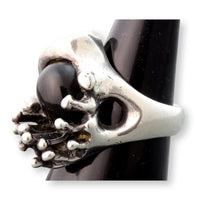 Modernist Fine 950 Silver Black Sapphire Ring by Mateo