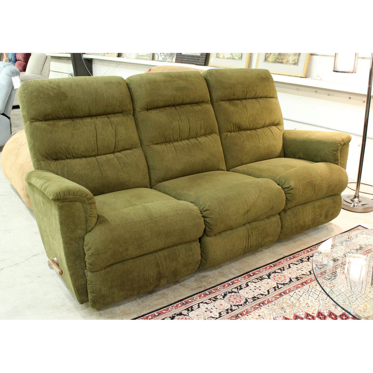 La-Z-Boy Olive Green Dual Reclining Sofa