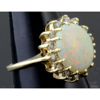 14K 1.36ct Australian Opal & .41ctw Diamond Halo Ring