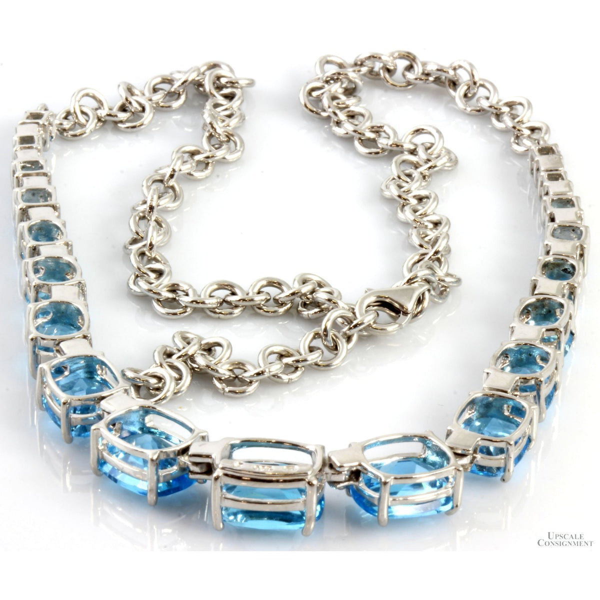 Sky Blue to Swiss Blue Topaz Gems Graduated Color Necklace