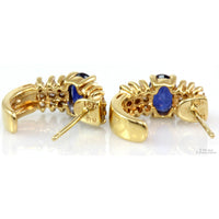1.04ctw Sapphire .4ctw Diamond 14K Gold J-Hoop Earrings