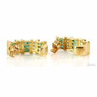 .54ctw Emerald .13ctw Diamond 10K Gold J-Hoop Earrings