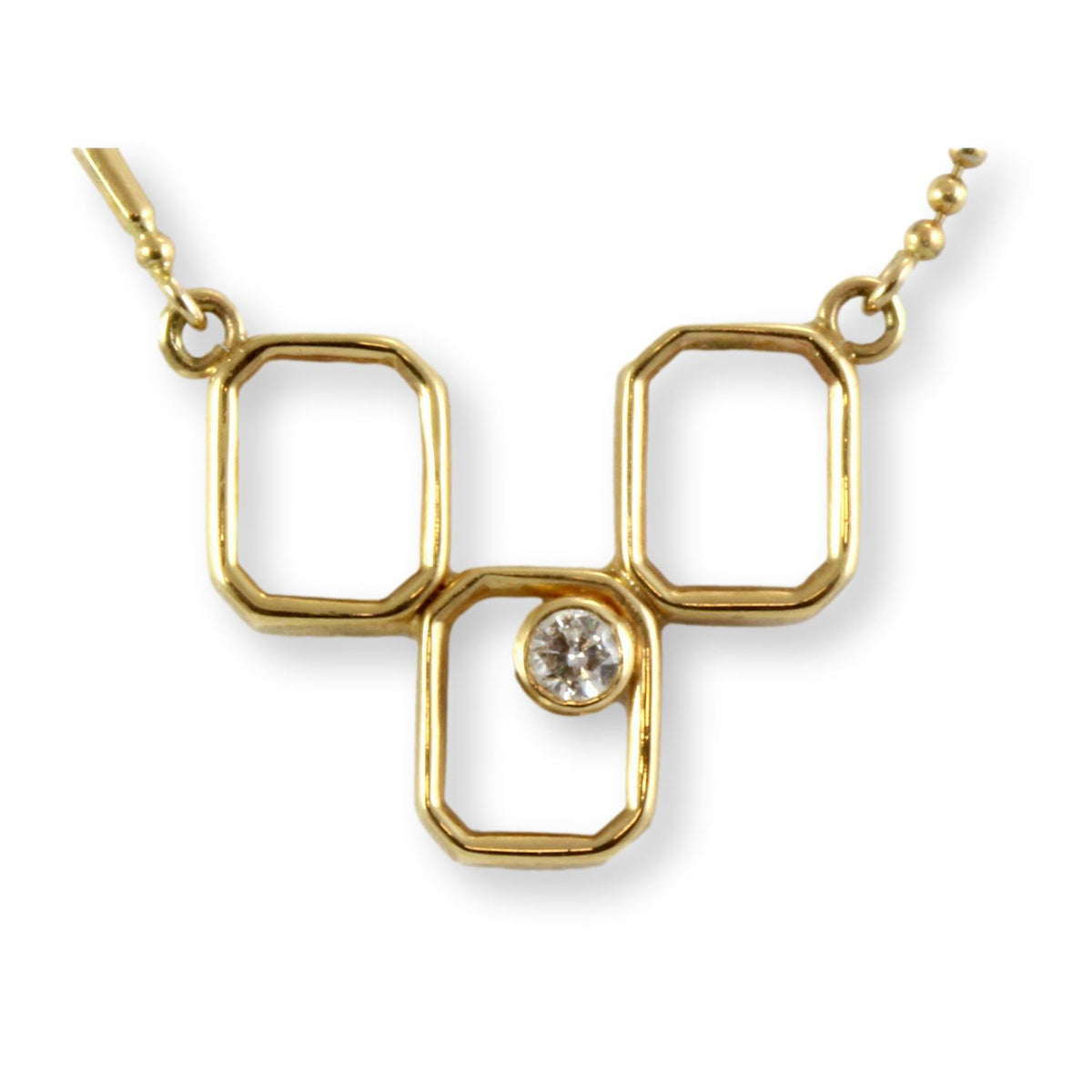 .16ct Diamond 14K Geometric Honeycomb Design Pendant Necklace