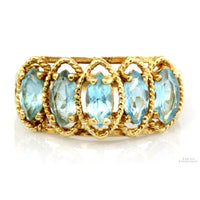 1.20ctw Marquise Tiered Blue Topaz 10K Yellow Gold Ring