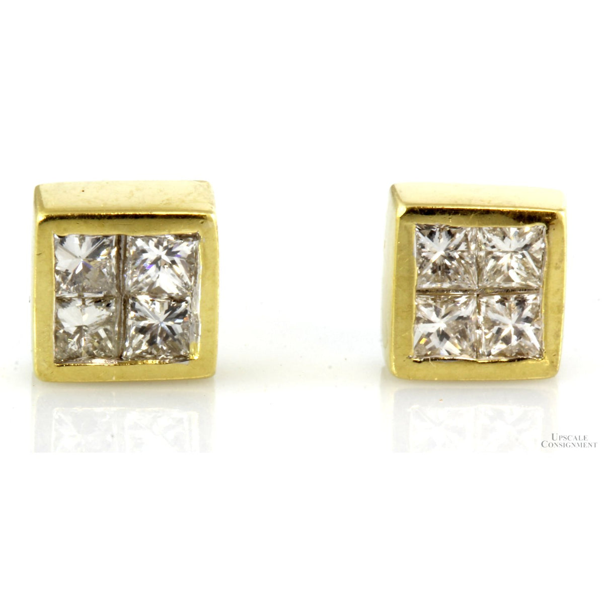 .89ctw Diamond 18K Yellow Gold Stud Earrings