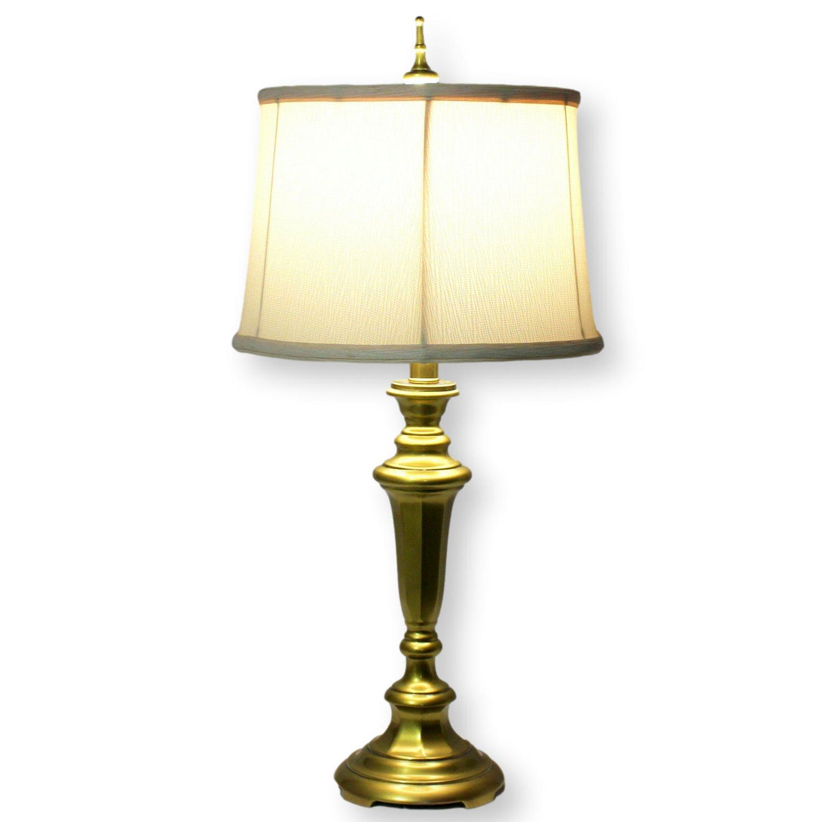 Burnished Brass Table Lamp w/Cream Shade