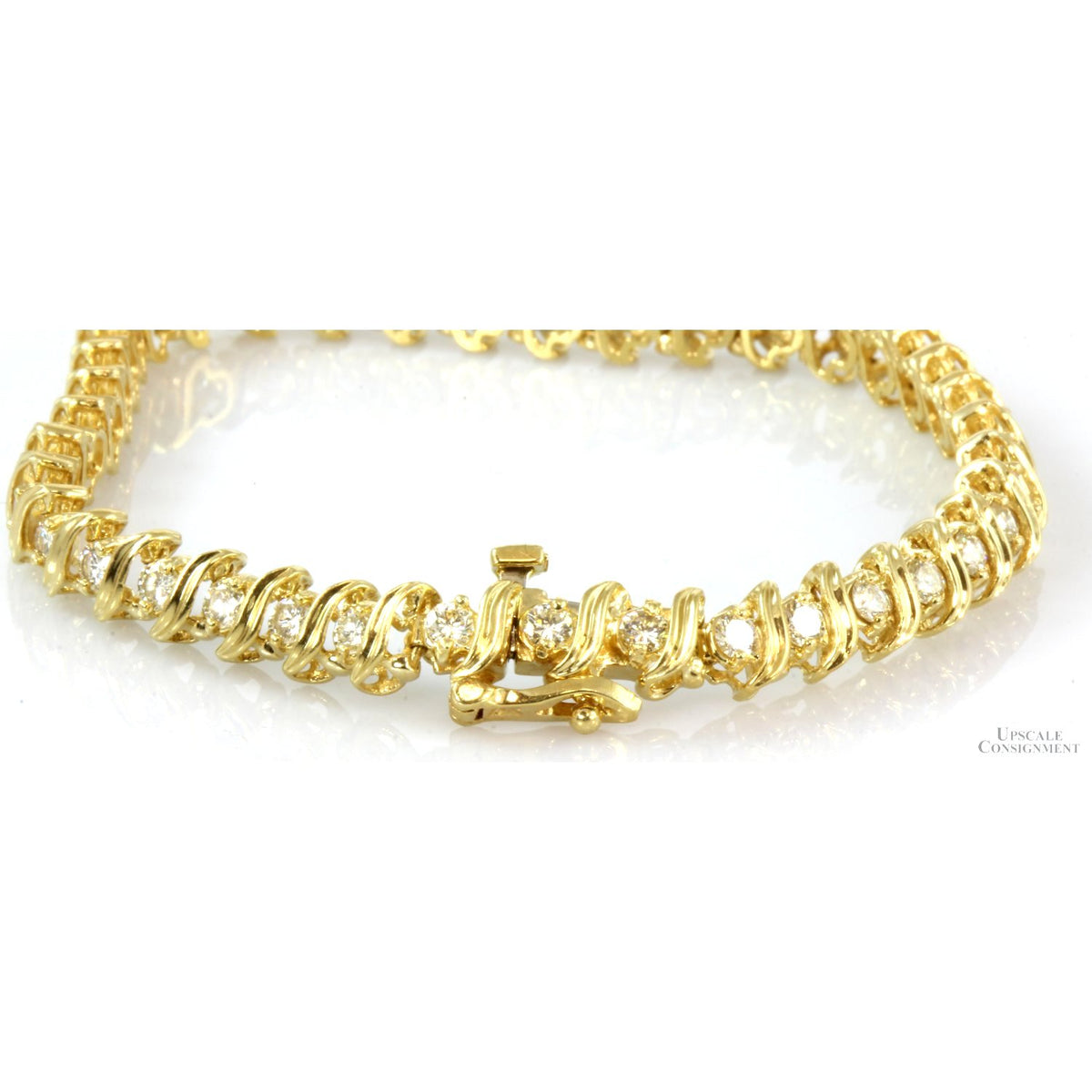 2.97ctw Diamond 14K Yellow Gold S-Link Tennis Bracelet