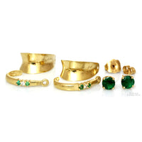 .72ctw Emerald .03ctw Diamond 14K Earrings Hoop Enhancers