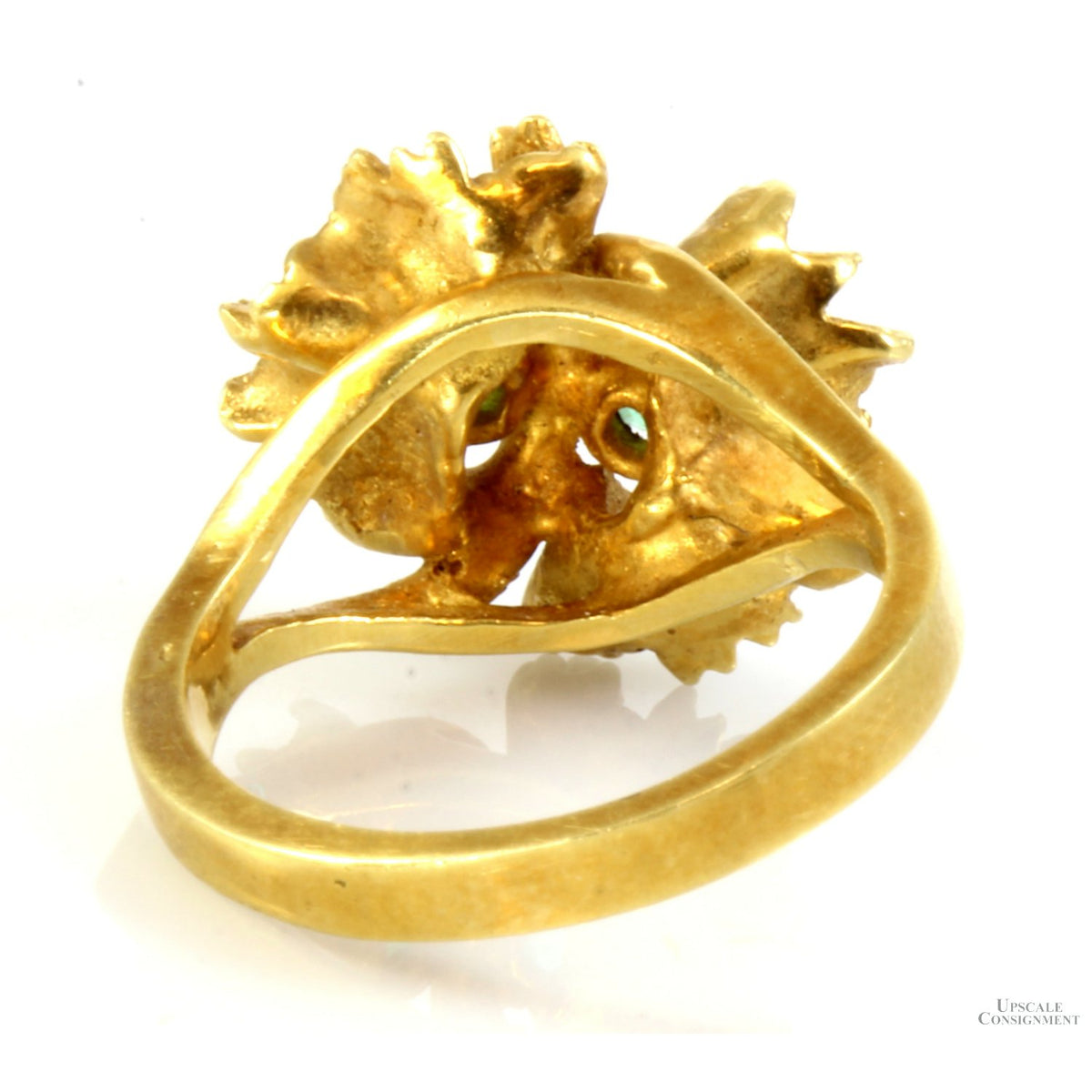.20ctw Emerald 18K Yellow Gold Sculpted Botanical Design Ring