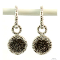 .50ctw Black & White Diamond Sterling Silver Hoop Earrings