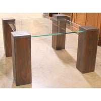 Glass & Square Post Accent Table