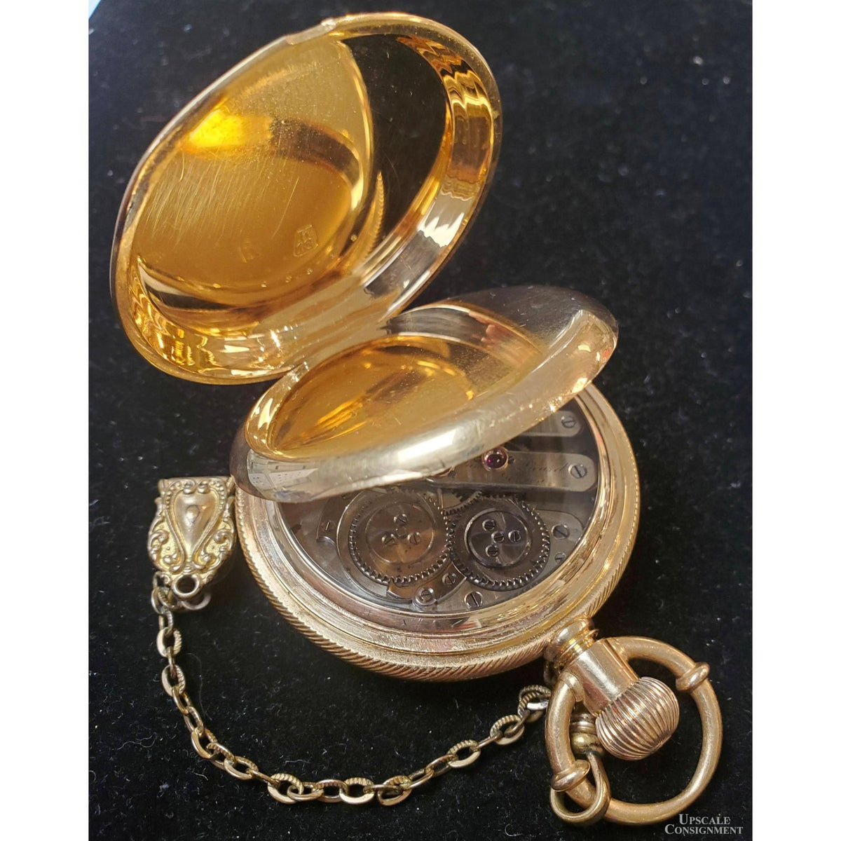 Circa 1880s 18K James Picard Swiss Hunter Case Pocket Watch w/Fob