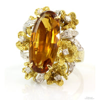 7.62ct Madeira Citrine & .32ctw Diamond 14K Yellow Gold Ring