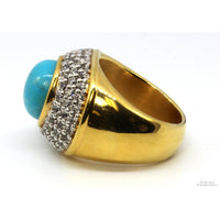 14K Gold Electroformed over Resin Turquoise & CZ Dome Ring