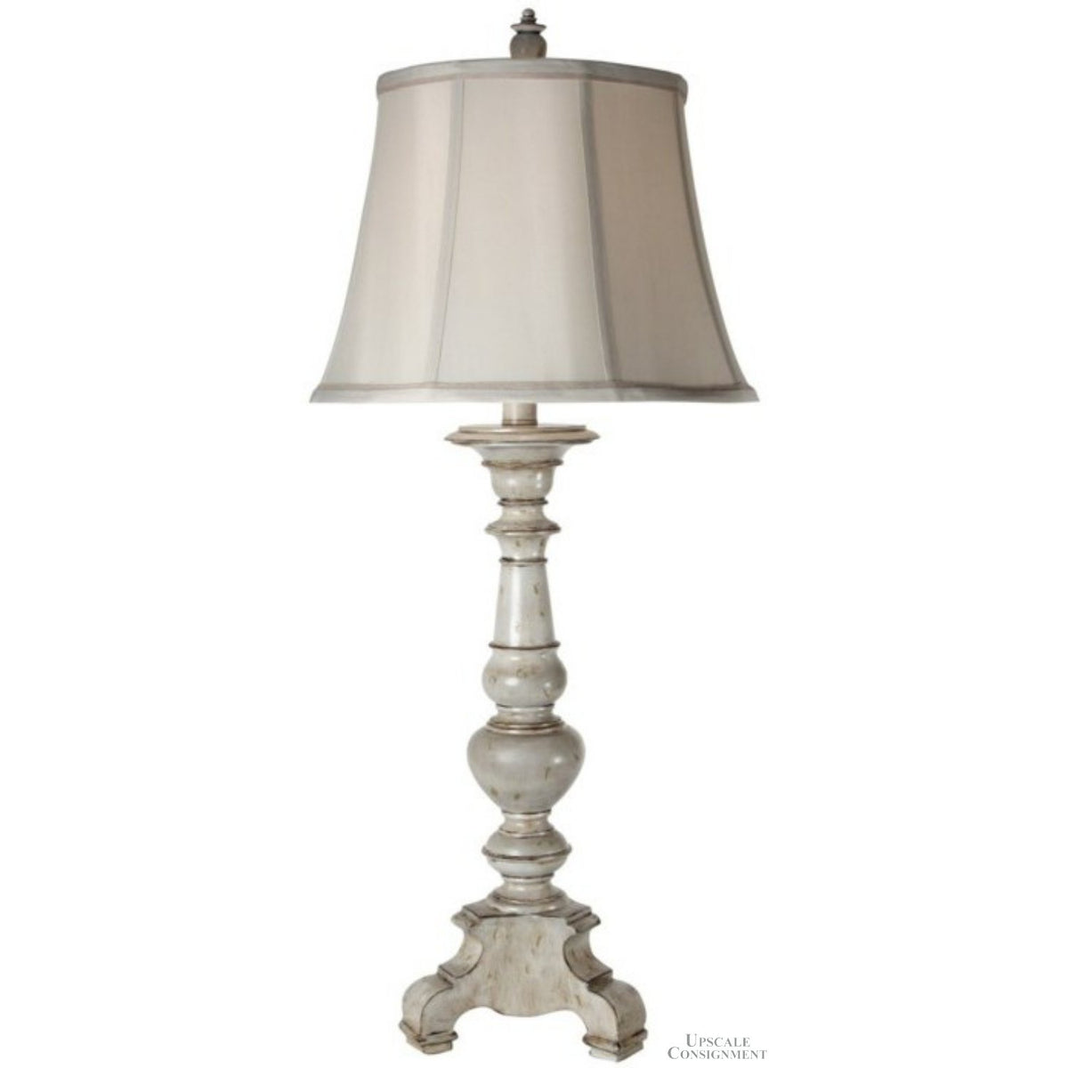 Scrolled White Wood Table Lamp