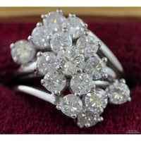 3.33ct Diamond 14K White Gold Cascading Waterfill Cluster Ring
