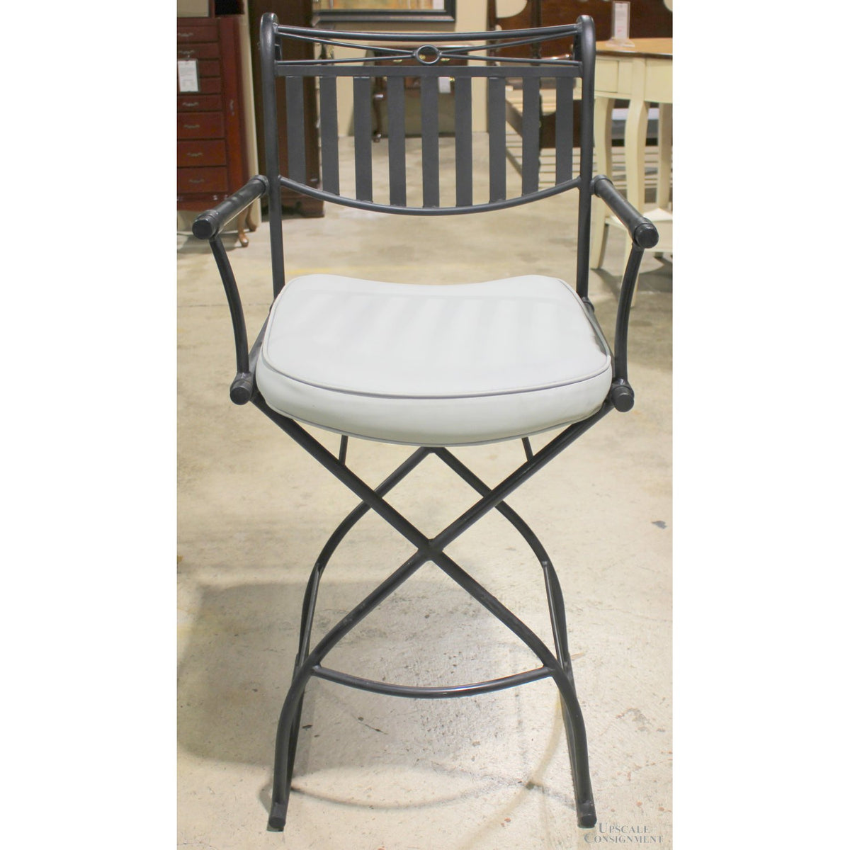 Pair of Wrought Iron Bar Stools – Upscale Consignment