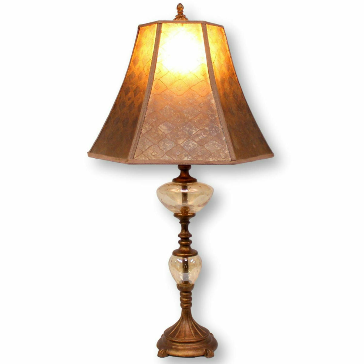 Glass &  Metal Table Lamp w/Parchment Shade