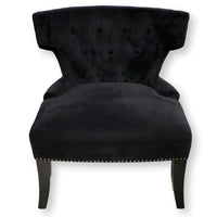 Button Tufted Black Accent Chair