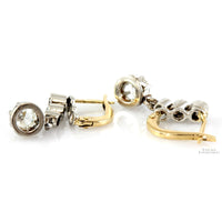 Antique 14K Gold Dangling Earrings .92ctw Old Mine Cut Diamonds