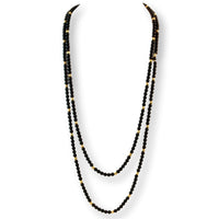Versatile 64" Black Onyx & 14K Gold Bead Endless Necklace