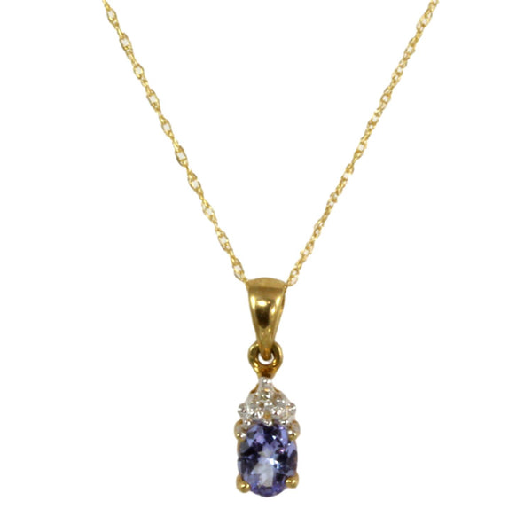 Tanzanite & Diamond 10K Gold Pendant Necklace & Earrings