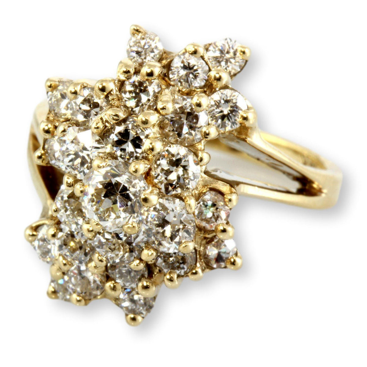 2.00ctw Diamond 14K Yellow Gold Tiered Cluster Ring